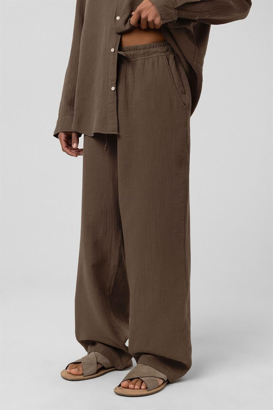 Baggy Fit Müslin Keten Pantolon