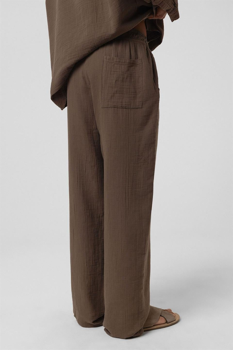 Baggy Fit Müslin Keten Pantolon