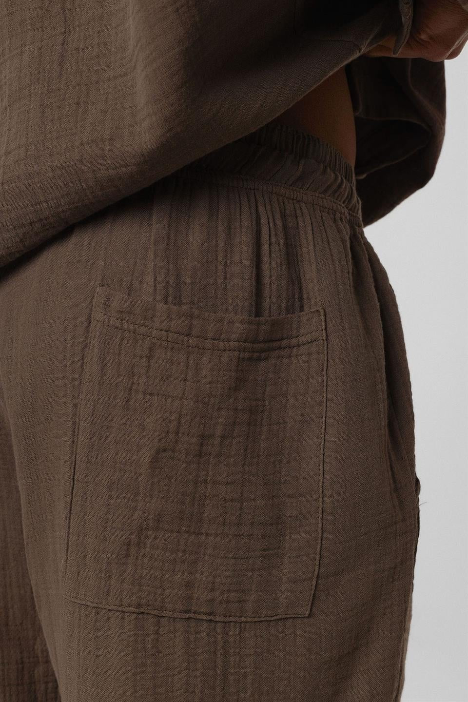 Baggy Fit Müslin Keten Pantolon