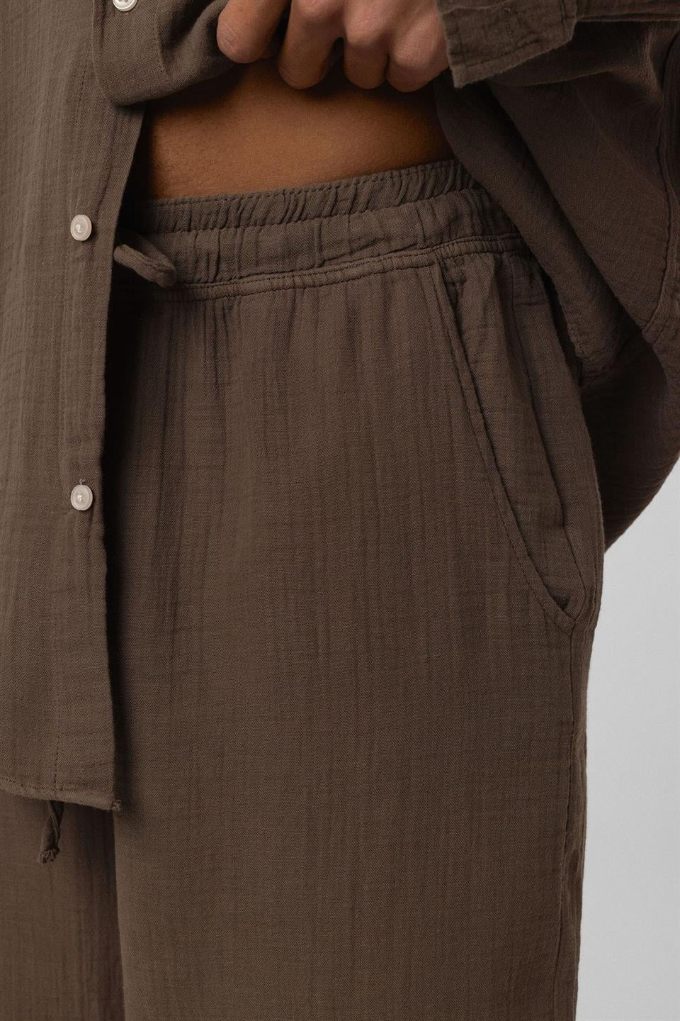 Baggy Fit Müslin Keten Pantolon