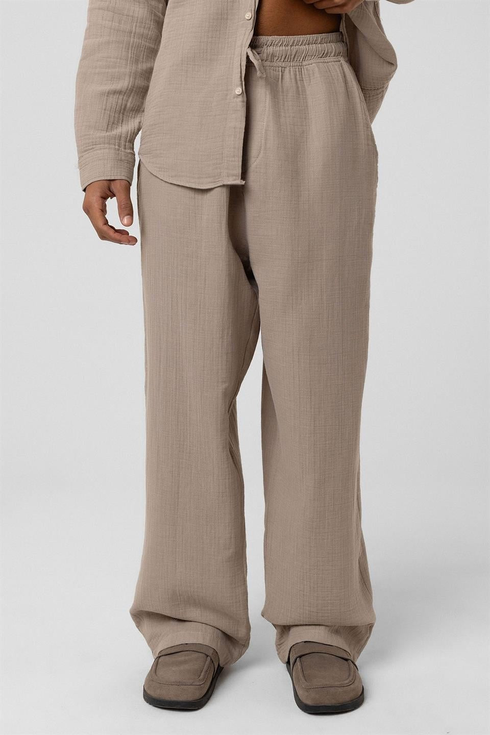 Baggy Fit Müslin Keten Pantolon