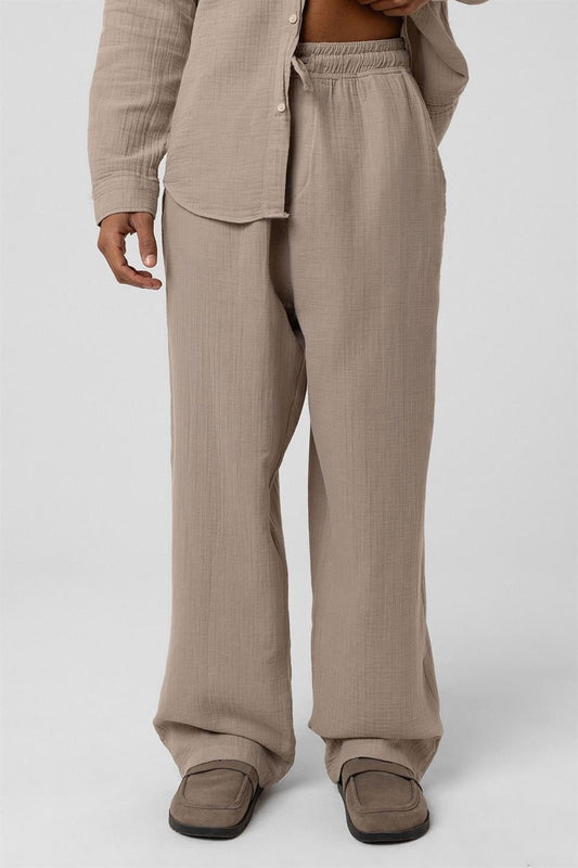Baggy Fit Müslin Keten Pantolon