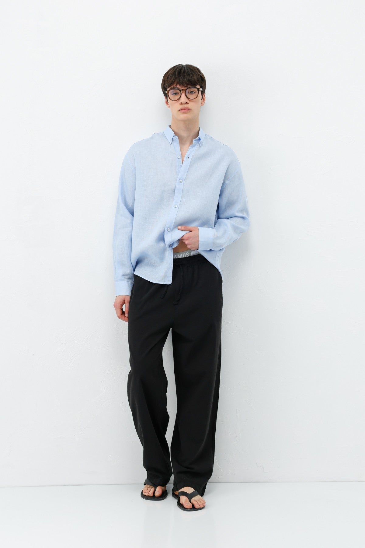 Bel Lastikli Baggy Fit Keten Pantolon