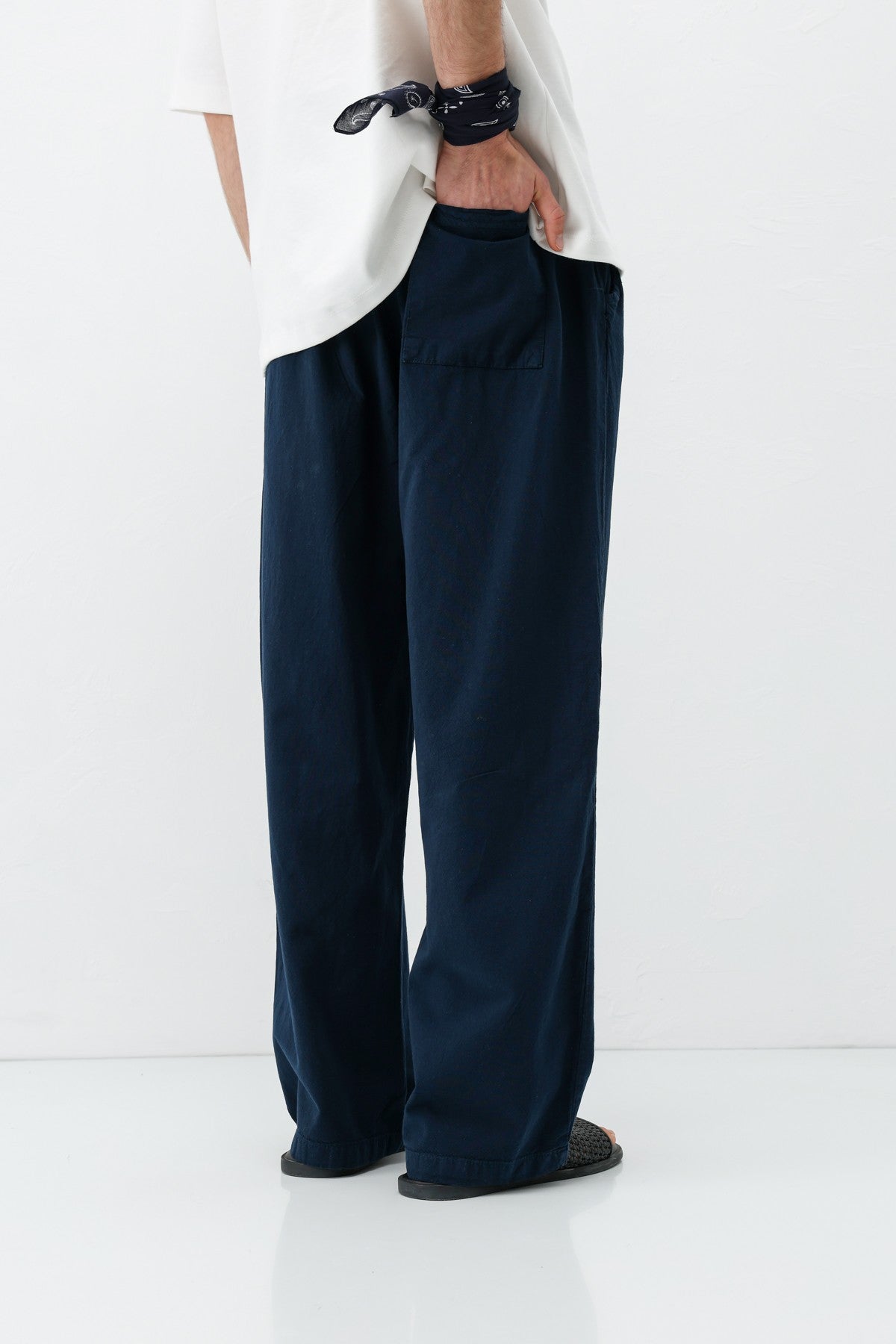 Bel Lastikli Baggy Fit Keten Pantolon