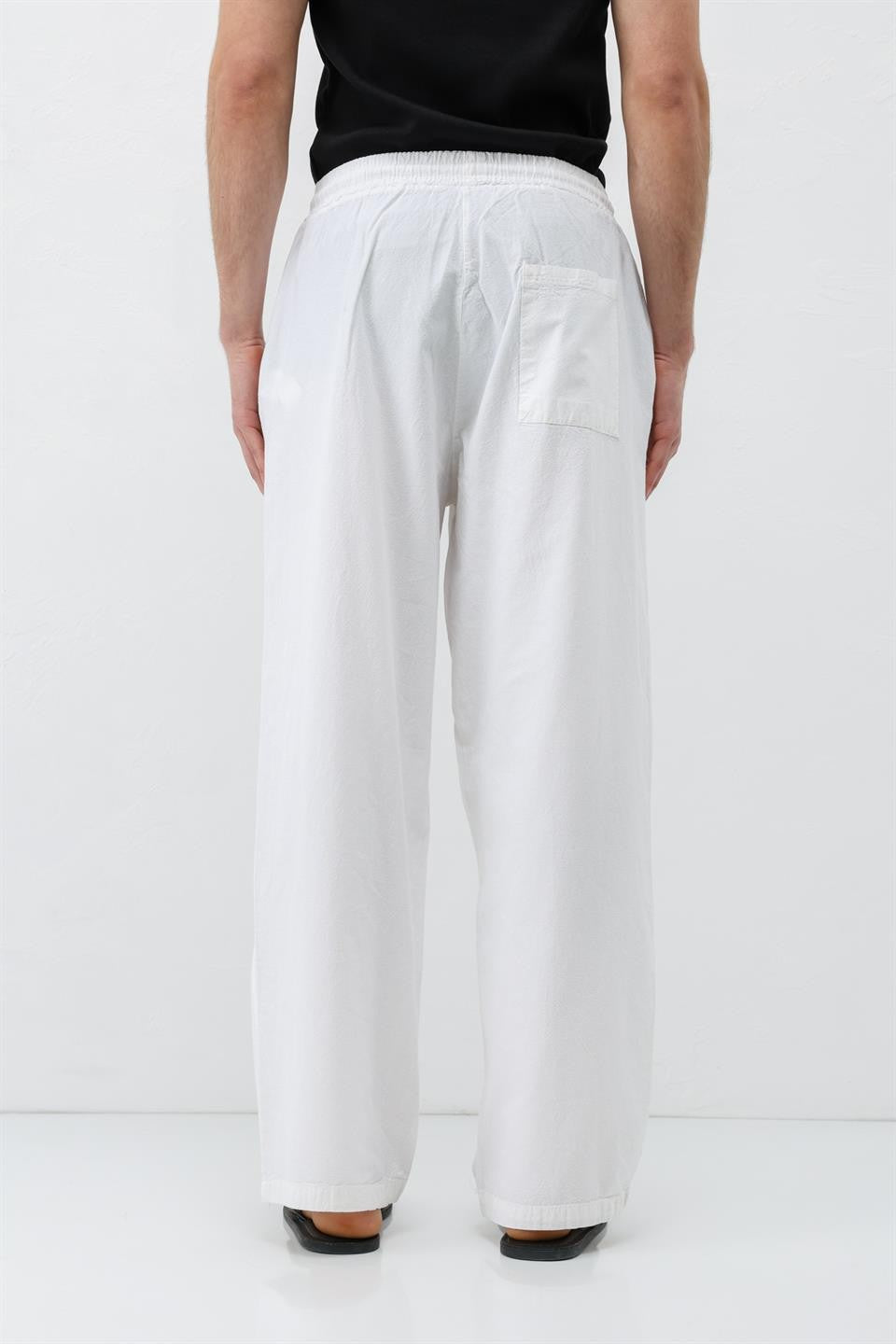 Bel Lastikli Baggy Fit Keten Pantolon