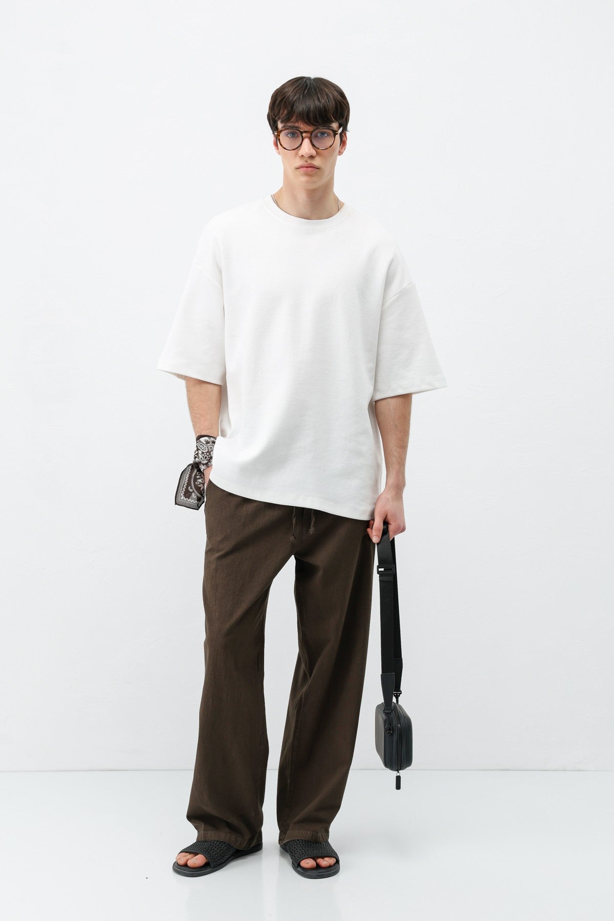 Bel Lastikli Baggy Fit Keten Pantolon