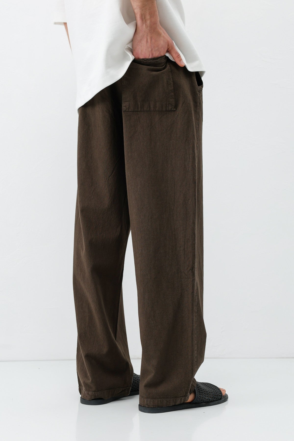 Bel Lastikli Baggy Fit Keten Pantolon
