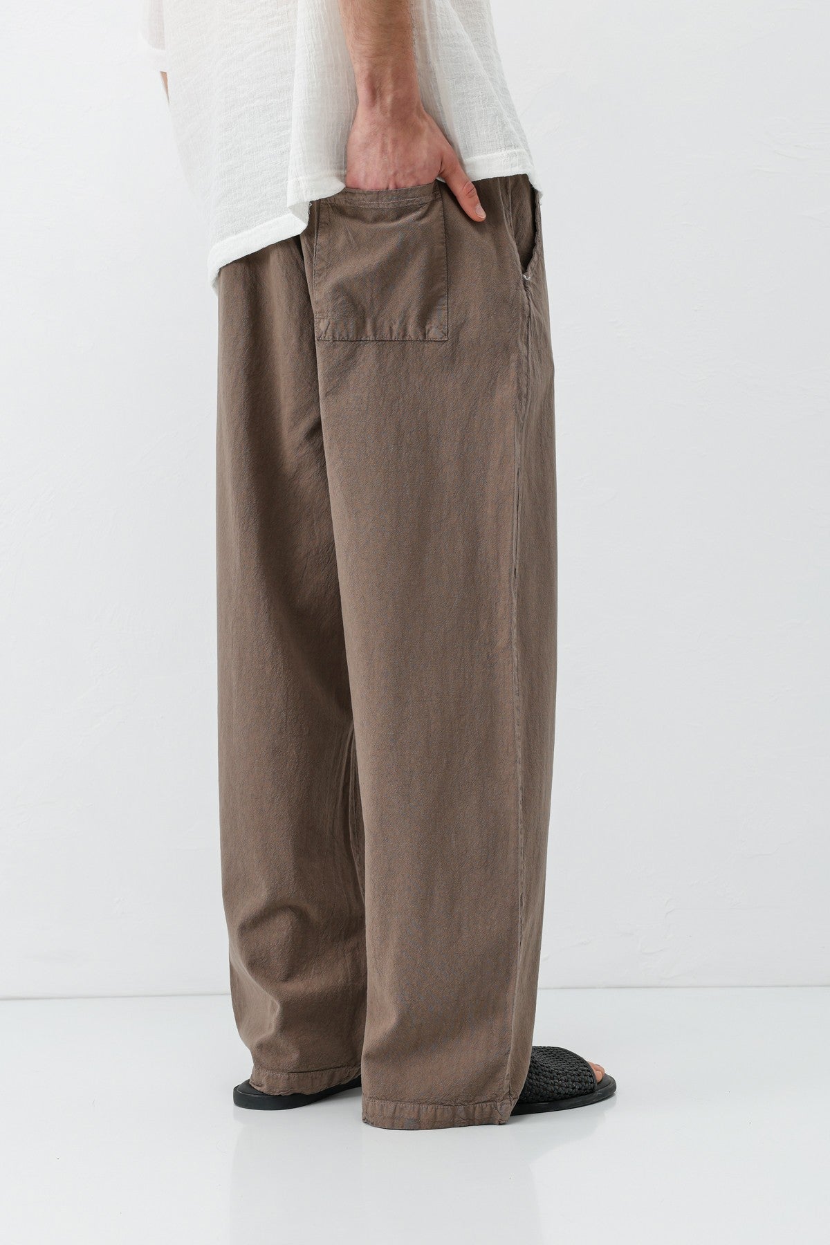 Bel Lastikli Baggy Fit Keten Pantolon
