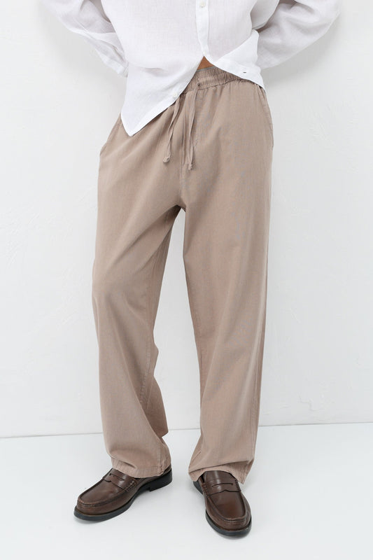 Bel Lastikli Baggy Fit Keten Pantolon