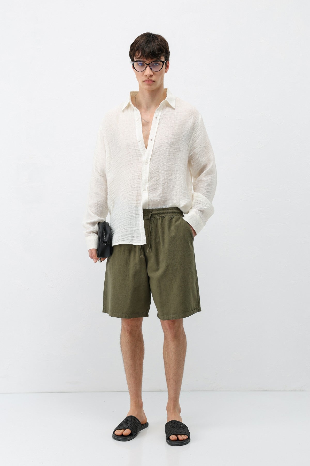 Oversize Keten Şort