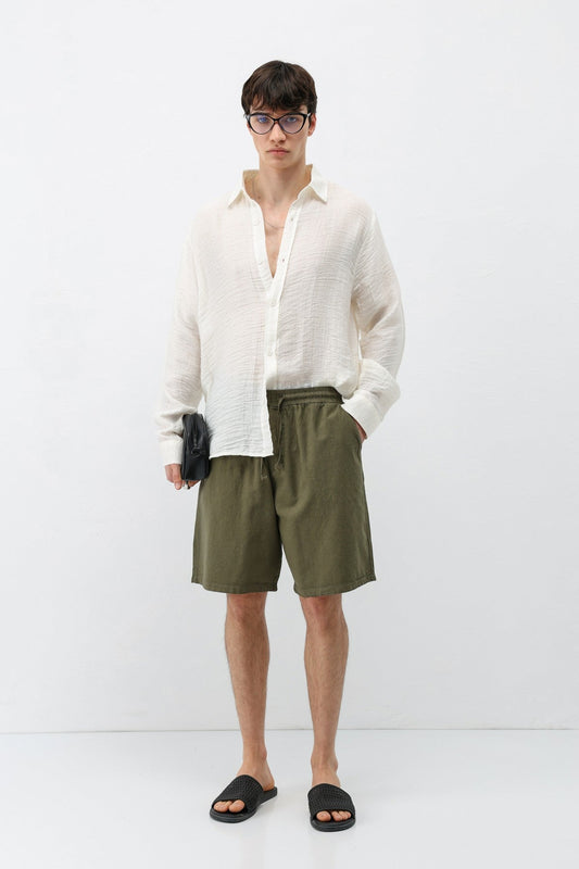 Oversize Keten Şort