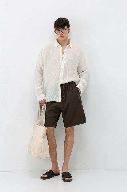 Oversize Keten Şort
