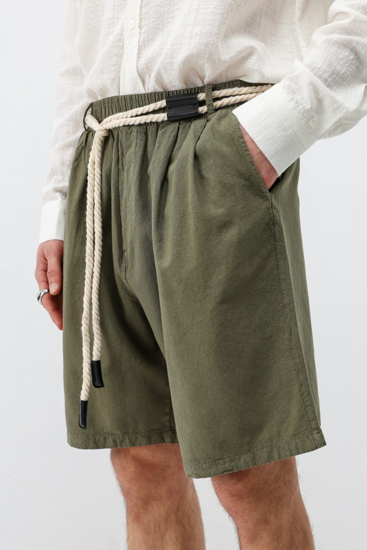 Kemerli Oversize Keten Şort