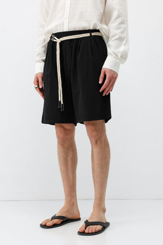 Kemerli Oversize Keten Şort