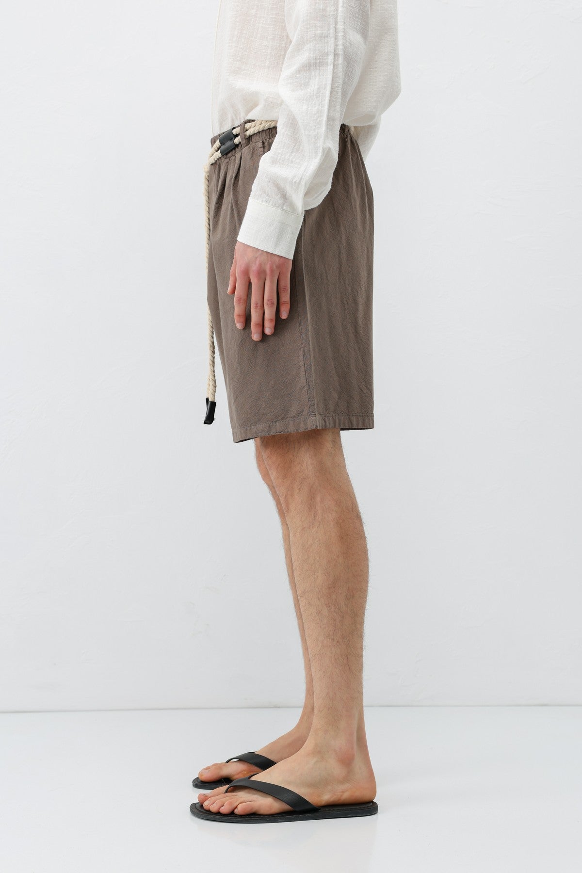 Kemerli Oversize Keten Şort