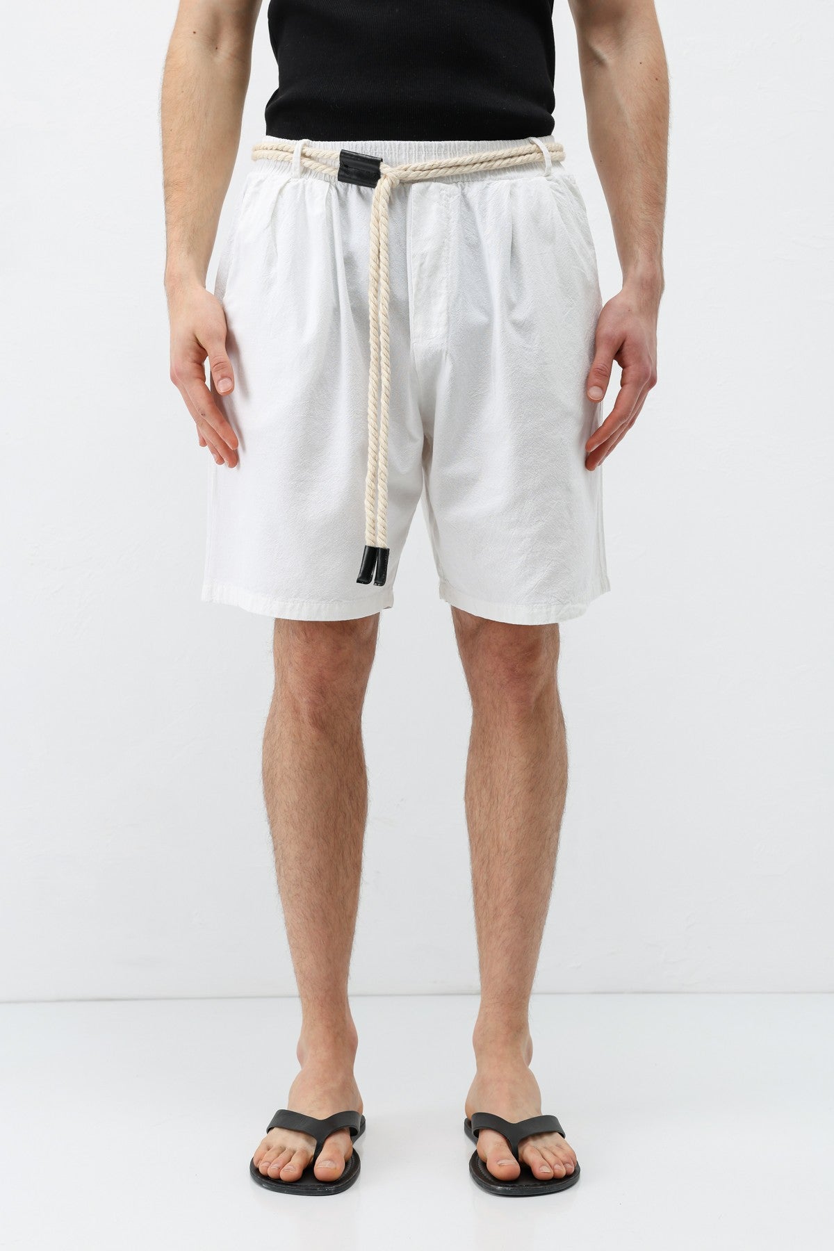 Kemerli Oversize Keten Şort