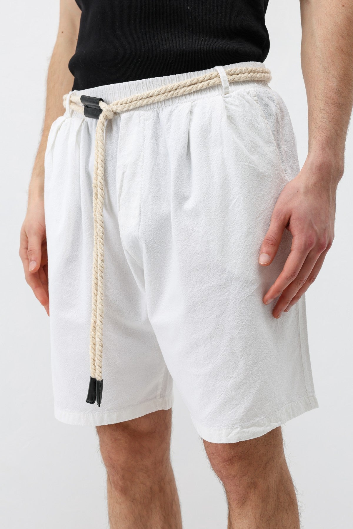 Kemerli Oversize Keten Şort