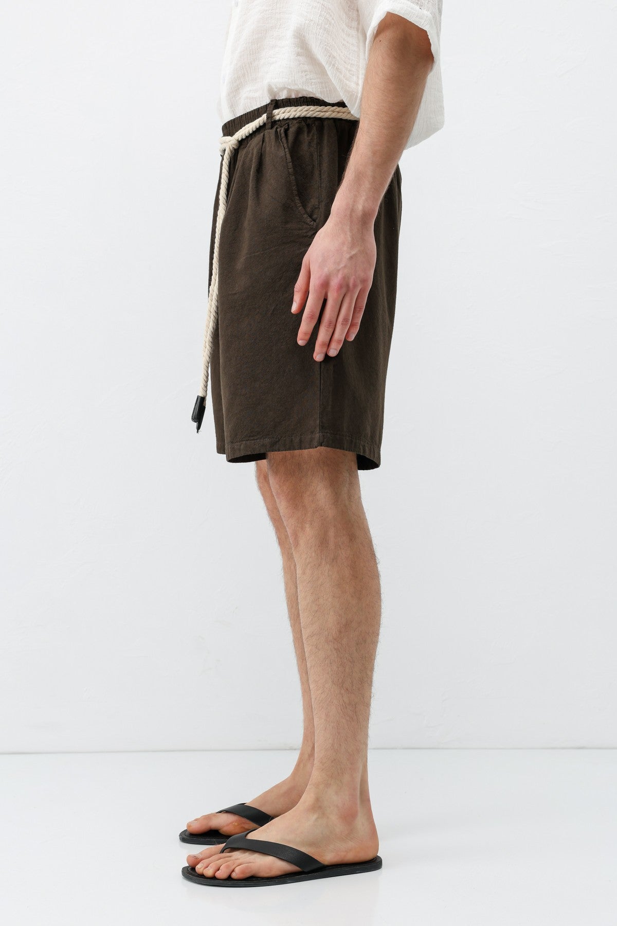 Kemerli Oversize Keten Şort