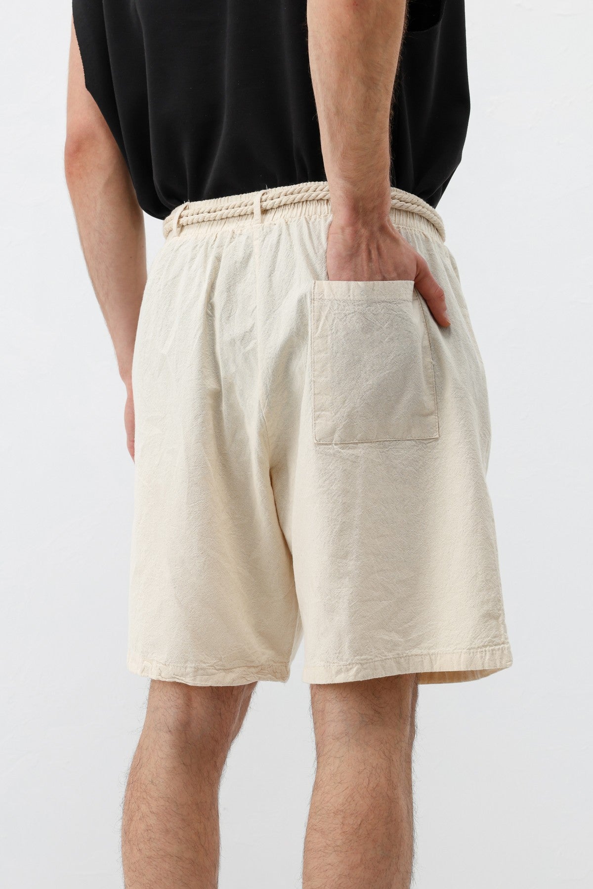 Kemerli Oversize Keten Şort
