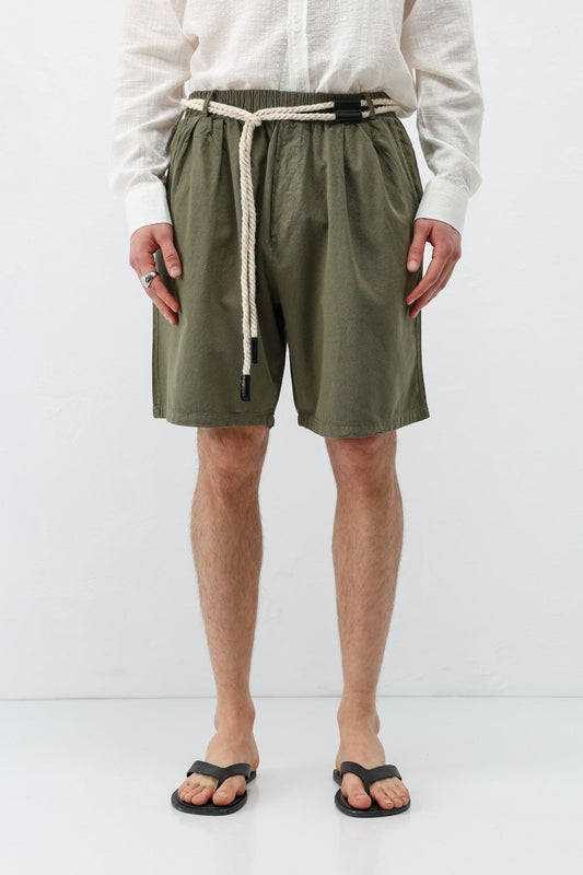 Kemerli Oversize Keten Şort