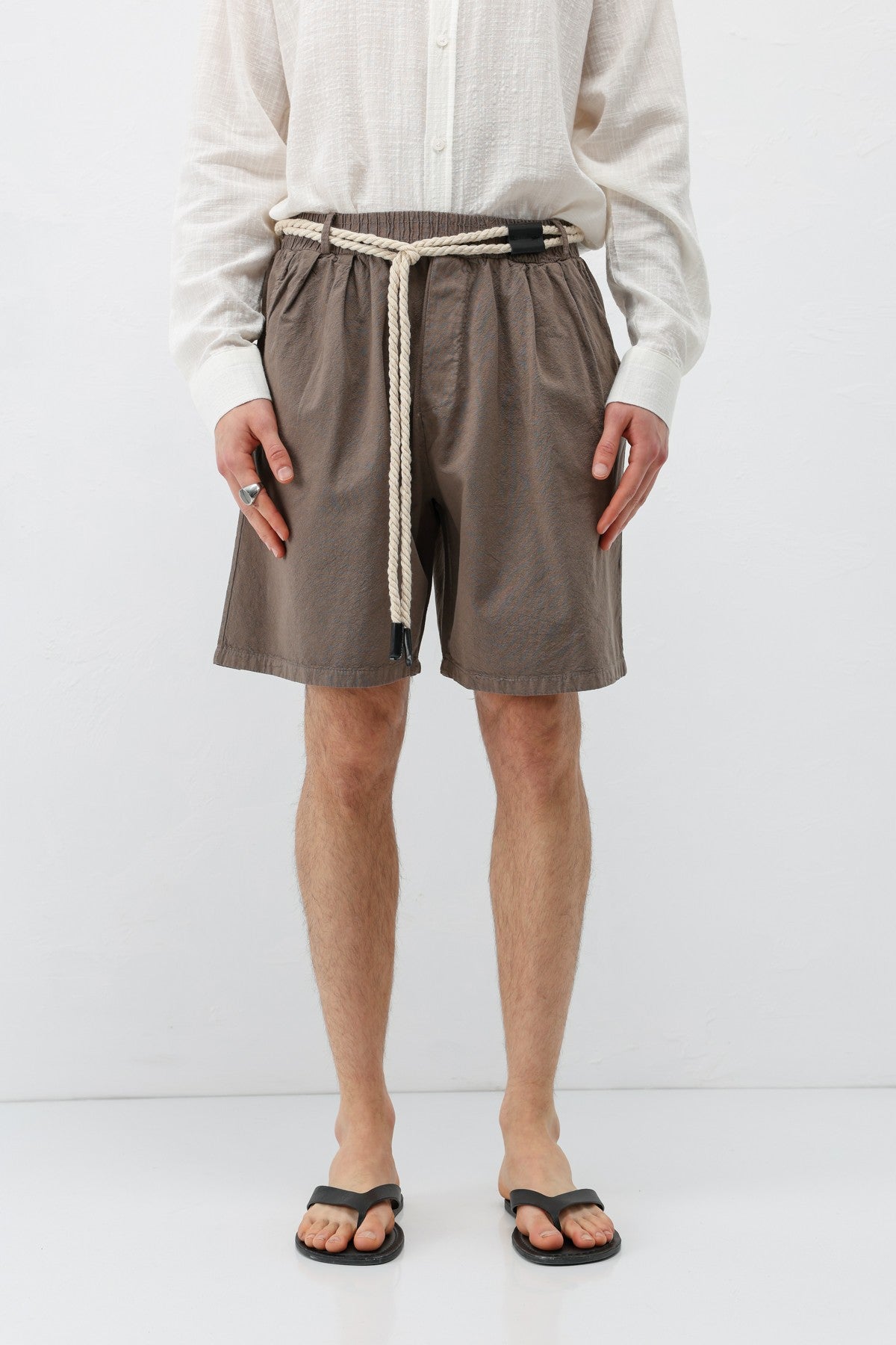 Kemerli Oversize Keten Şort