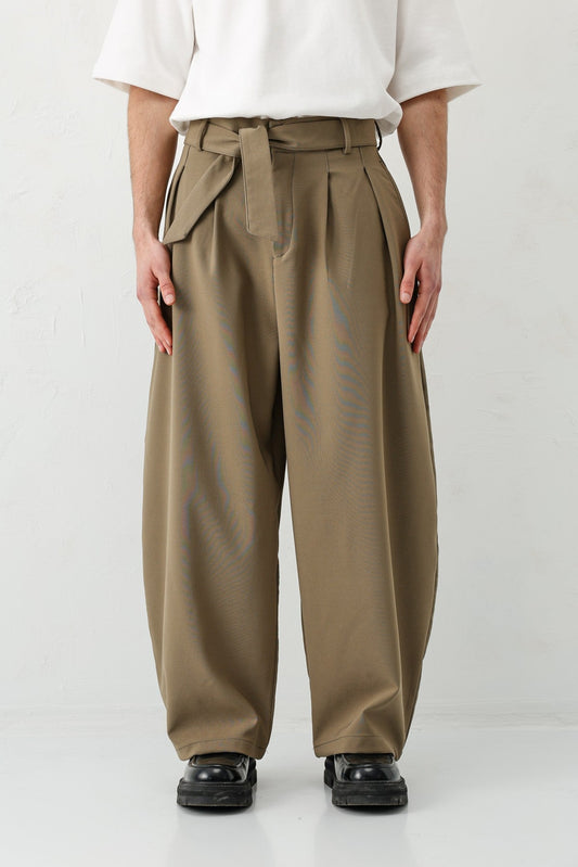Barrel Fit Tailored Fit Kemerli Pantolon