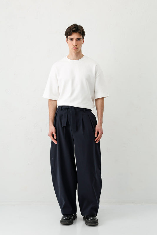 Barrel Fit Tailored Fit Kemerli Pantolon