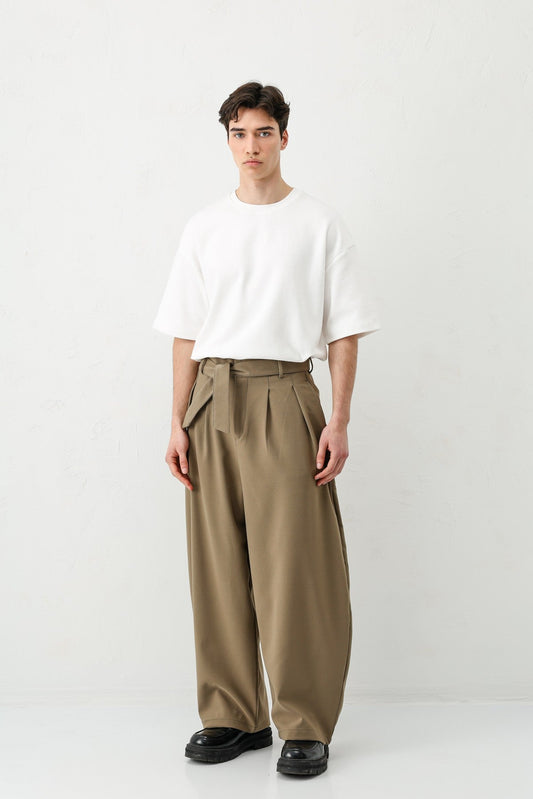 Barrel Fit Tailored Fit Kemerli Pantolon