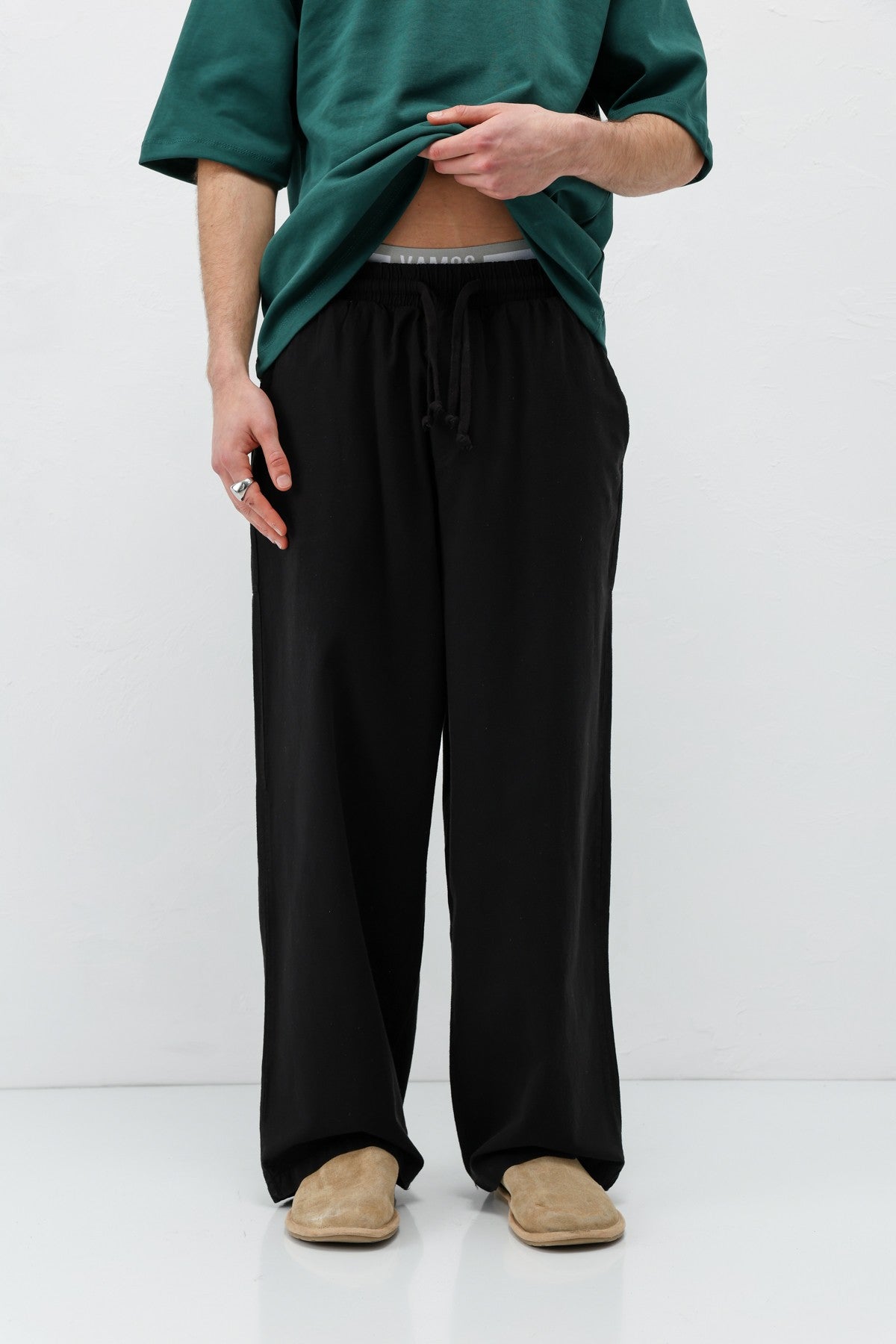 Super Baggy Fit Keten Pantolon