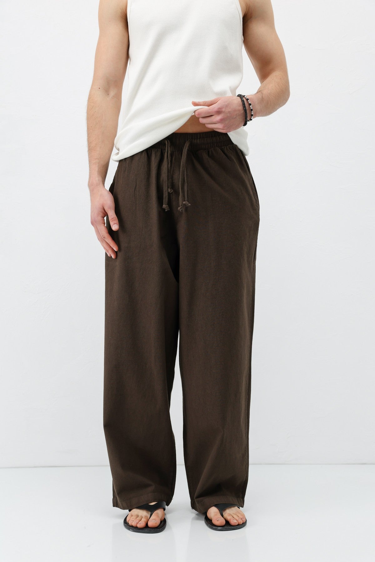 Super Baggy Fit Keten Pantolon