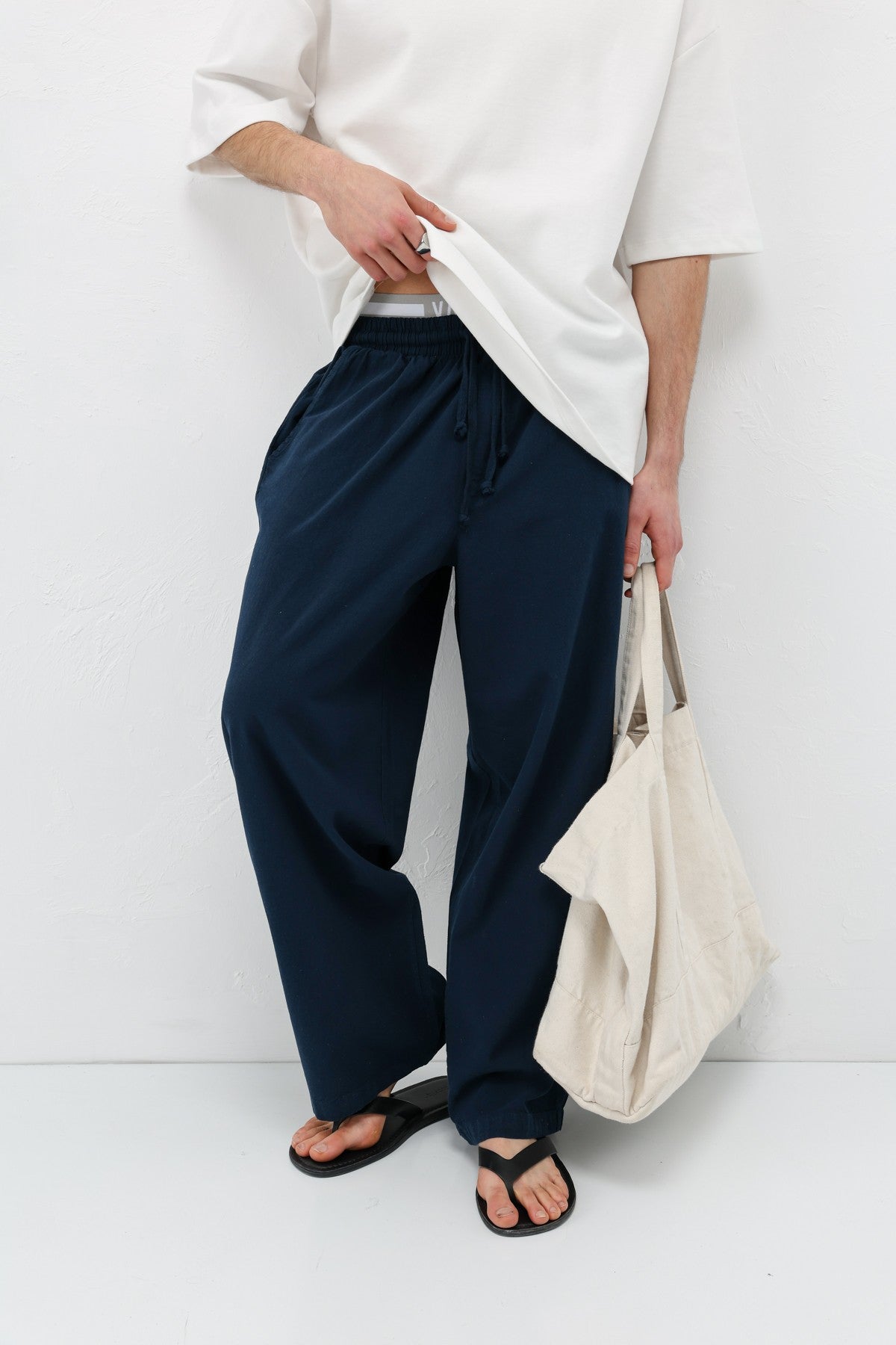 Super Baggy Fit Keten Pantolon