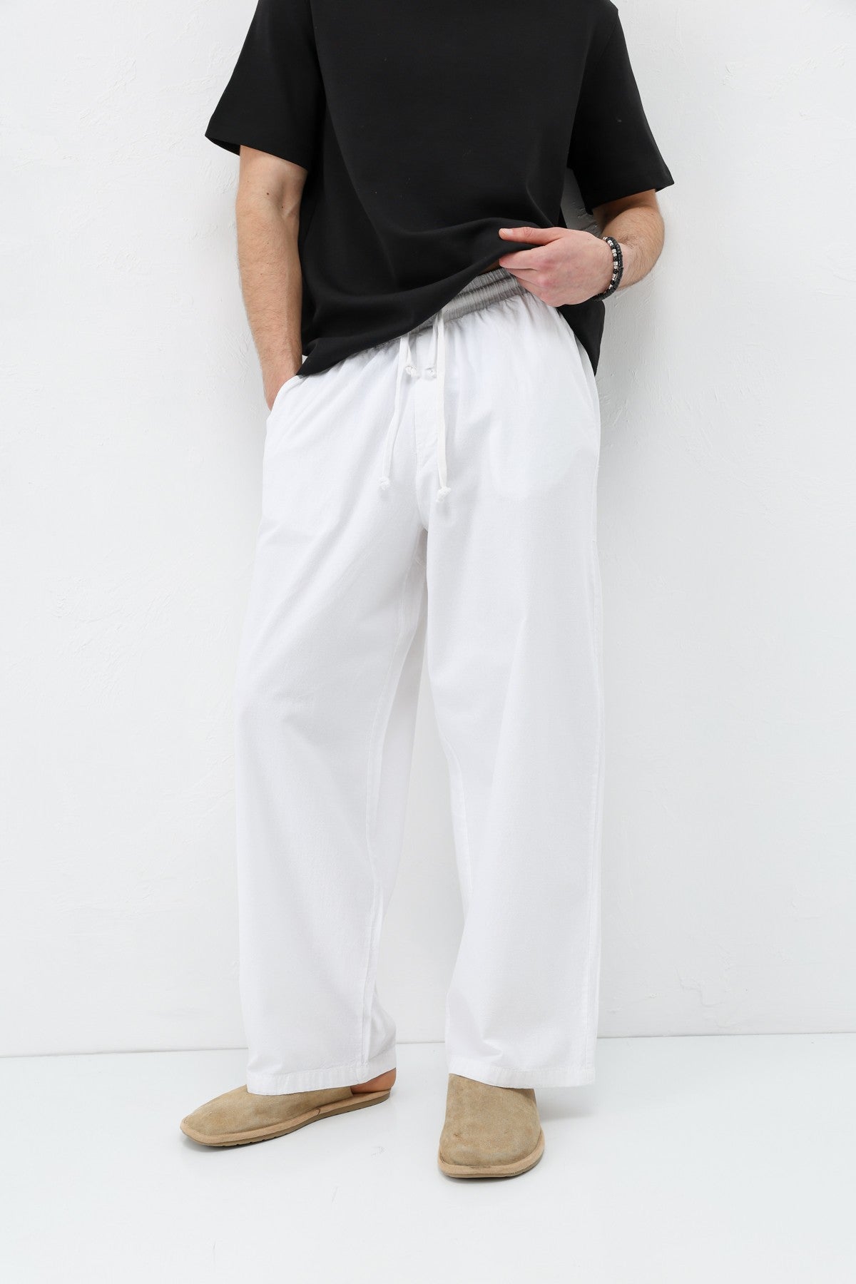 Super Baggy Fit Keten Pantolon