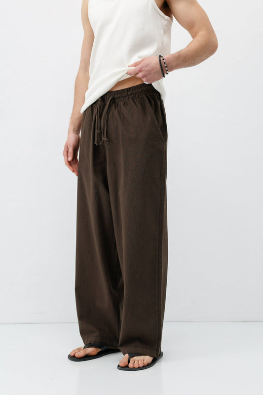 Super Baggy Fit Keten Pantolon