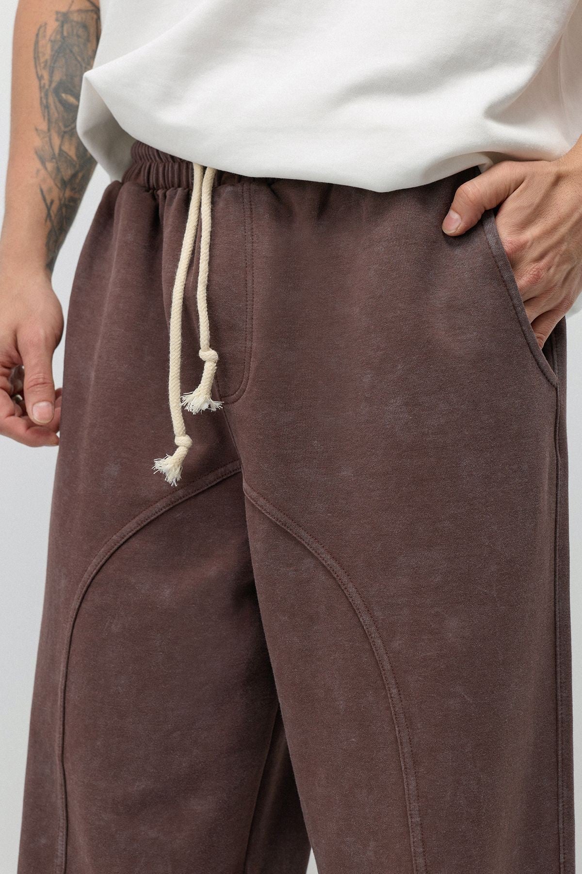 Dikiş Detaylı Yıkamalı Baggy Eşofman Alt
