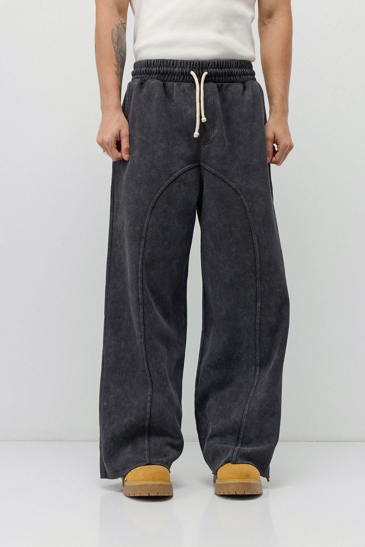 Dikiş Detaylı Yıkamalı Baggy Eşofman Alt