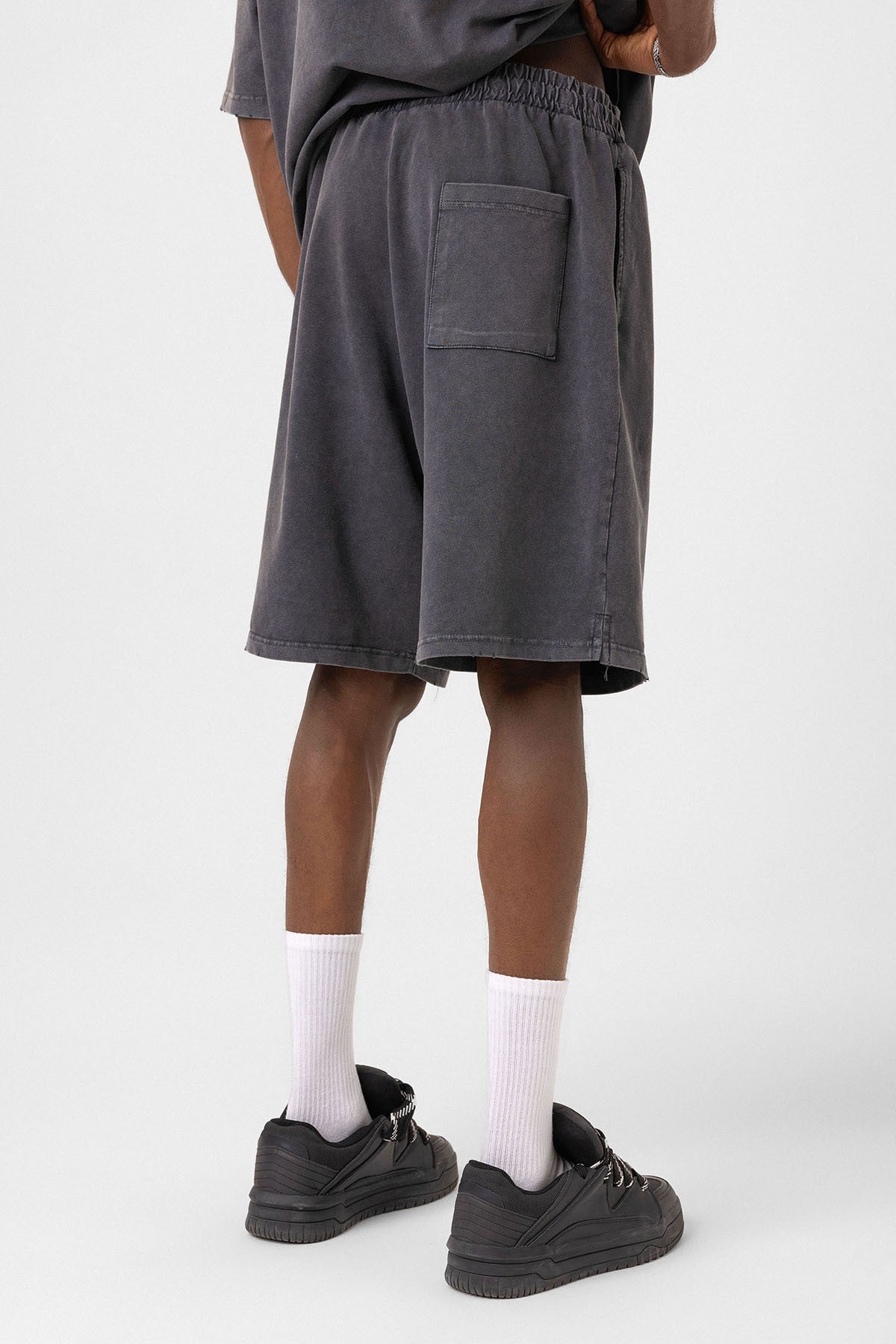 Basic Yıkamalı Oversize Şort Takım