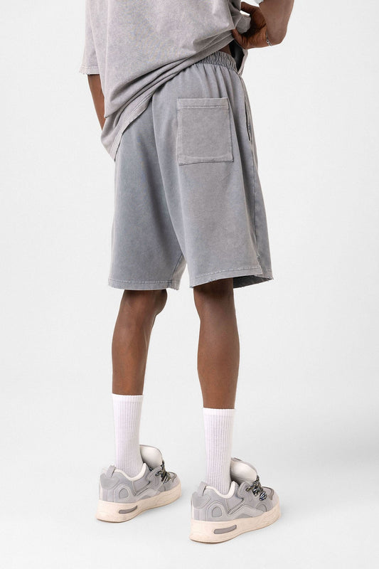 Basic Yıkamalı Oversize Şort Takım