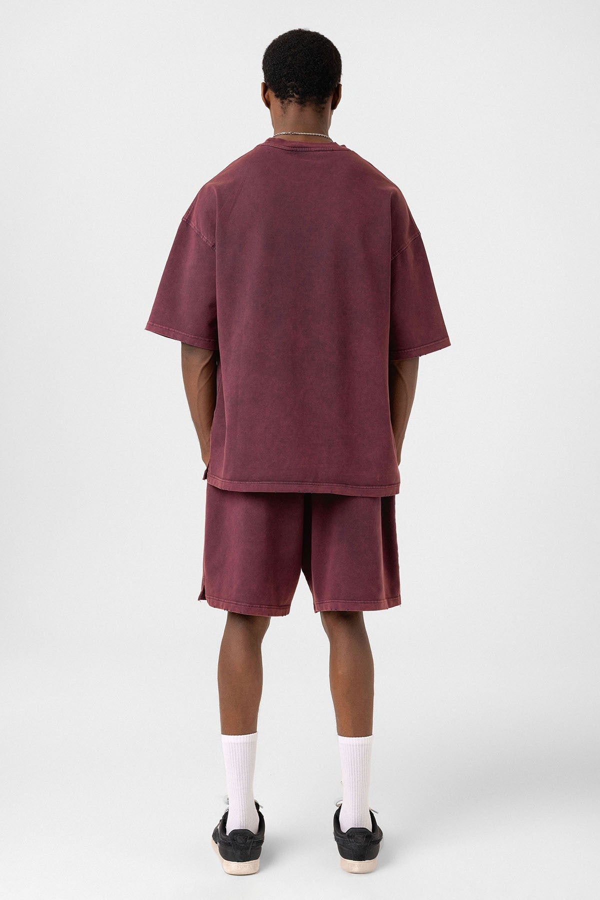 Basic Yıkamalı Oversize Şort Takım