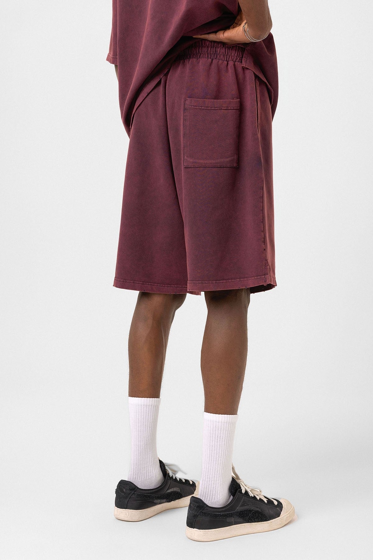 Basic Yıkamalı Oversize Şort Takım