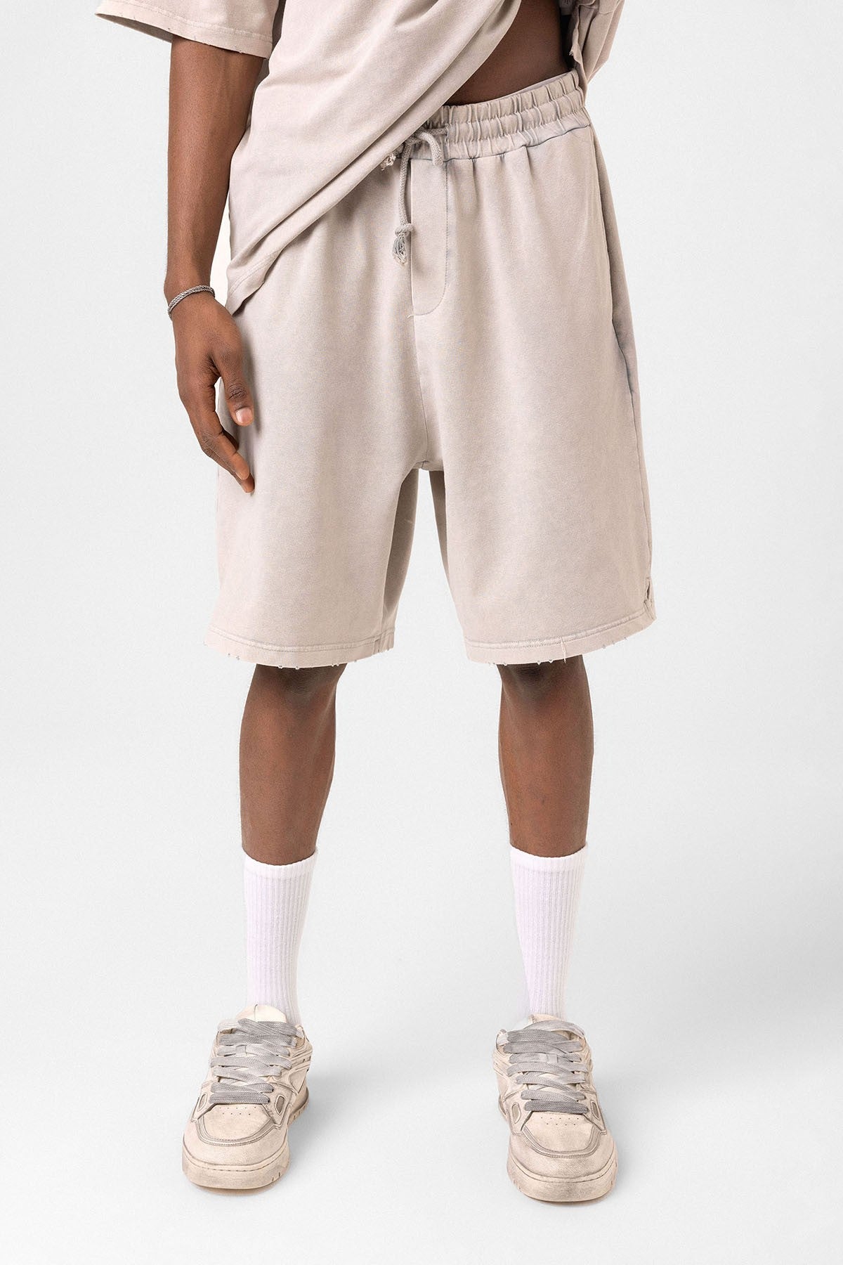 Basic Yıkamalı Oversize Şort Takım