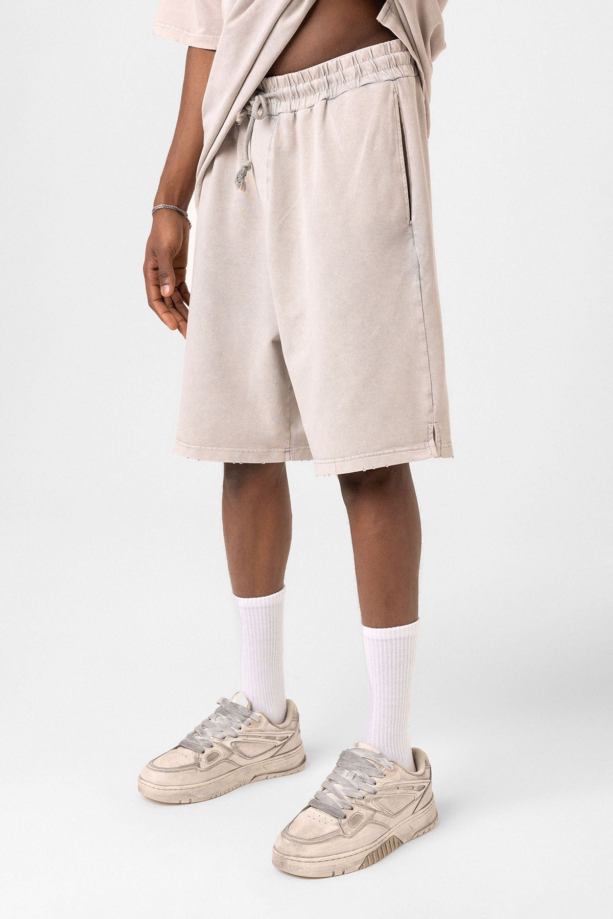 Basic Yıkamalı Oversize Şort Takım