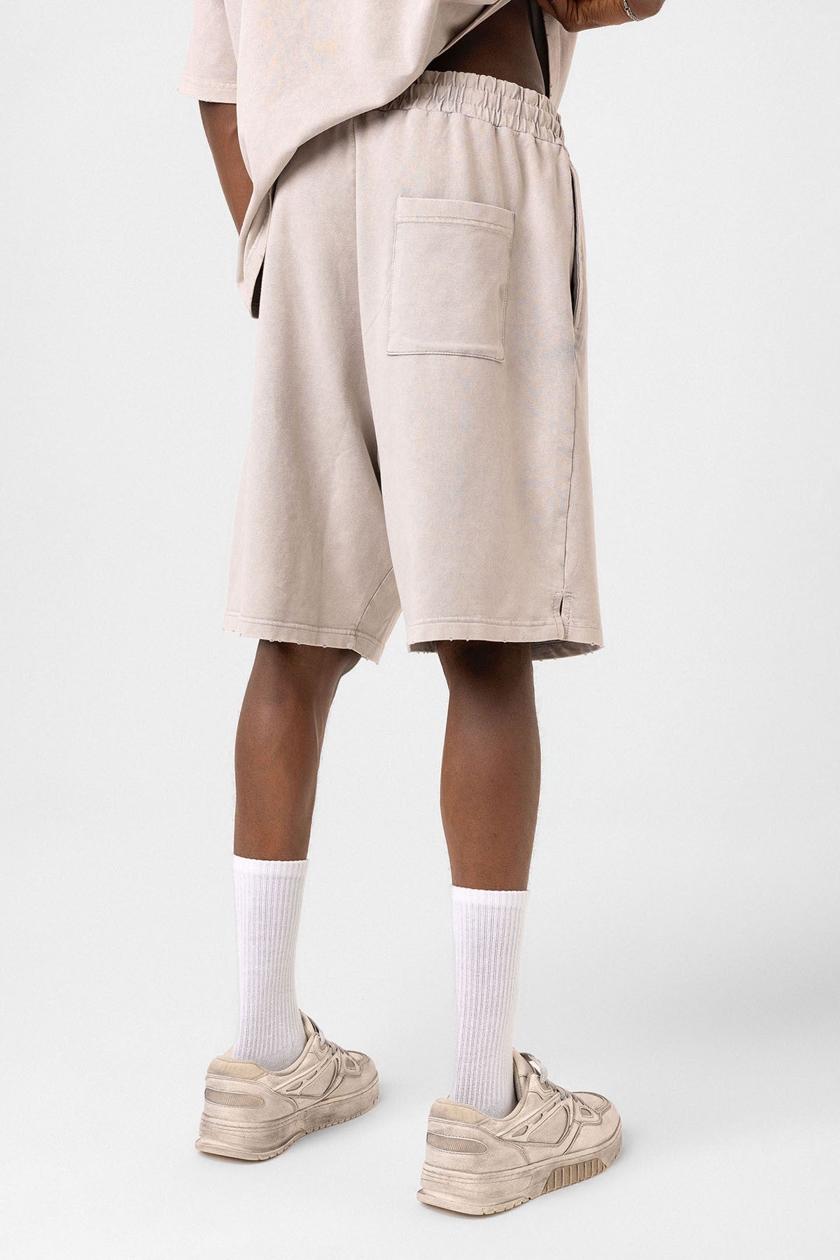 Basic Yıkamalı Oversize Şort Takım