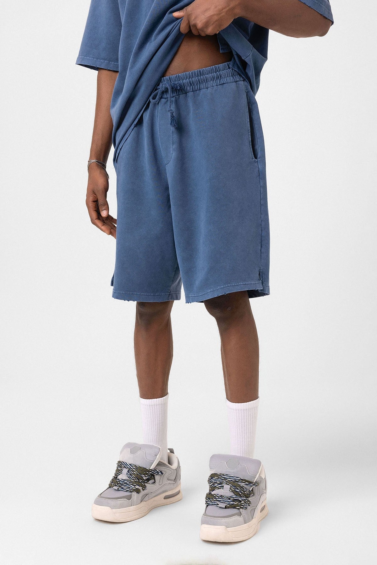 Basic Yıkamalı Oversize Şort Takım