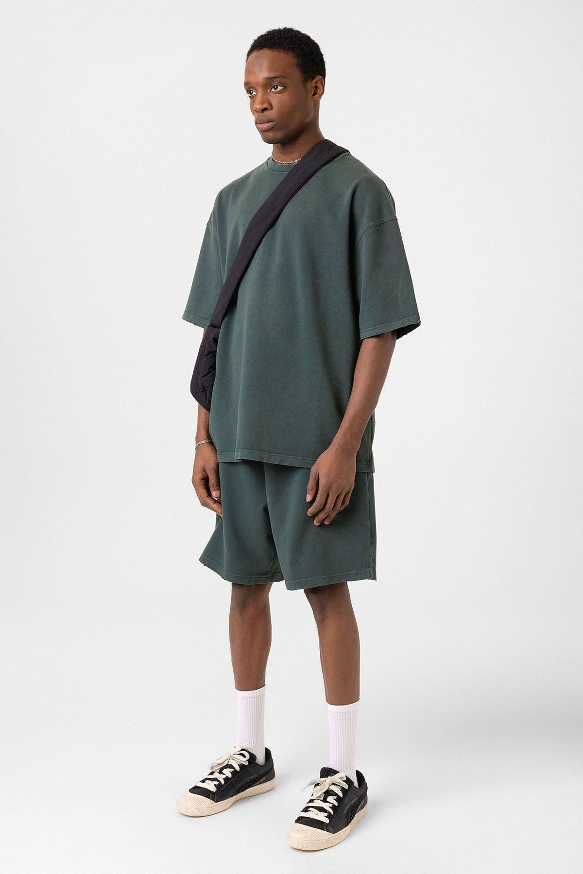 Basic Yıkamalı Oversize Şort Takım
