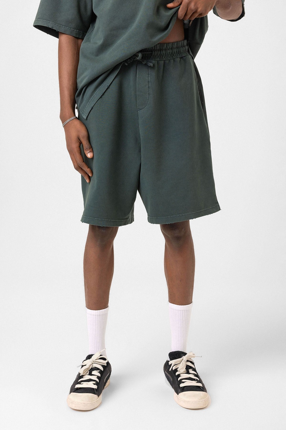 Basic Yıkamalı Oversize Şort Takım