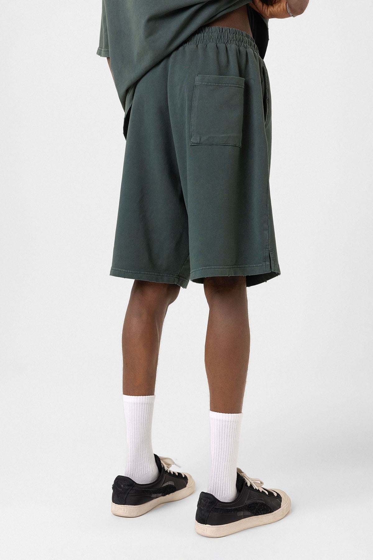Basic Yıkamalı Oversize Şort Takım