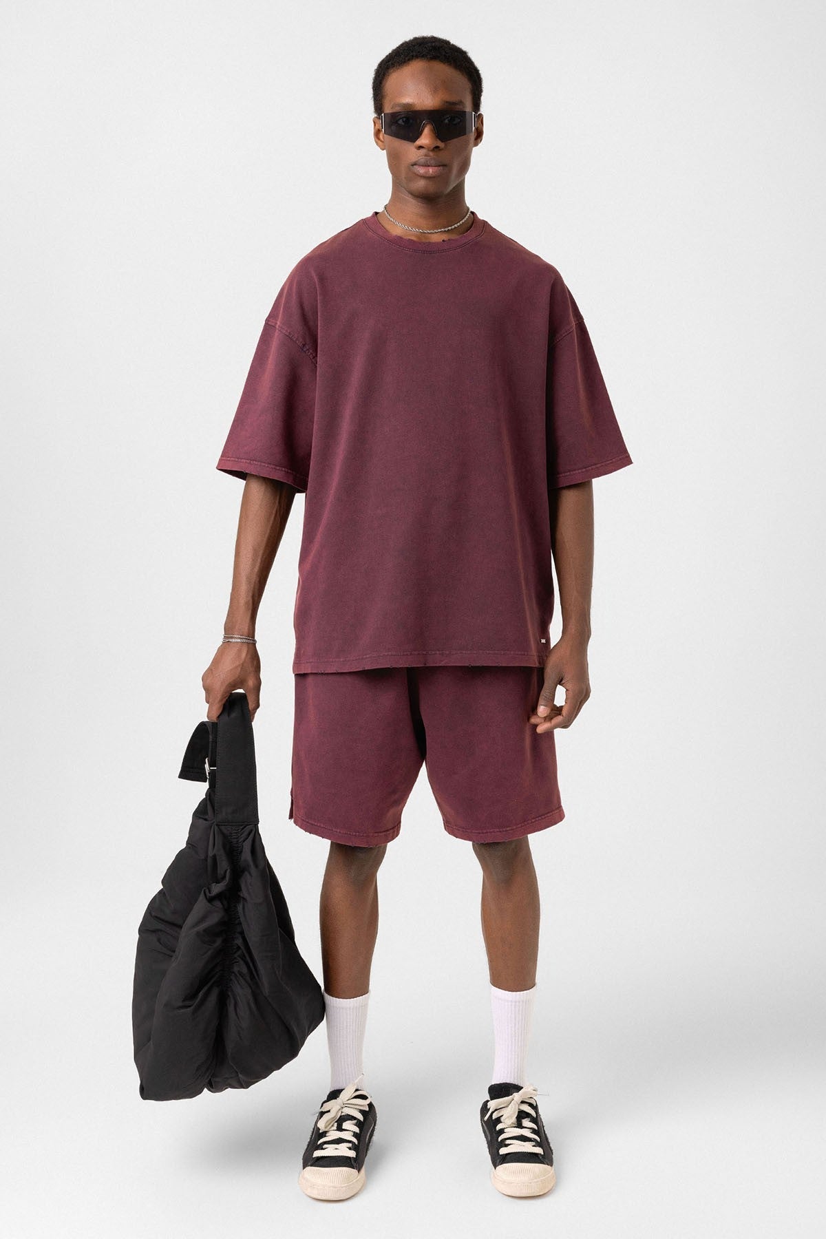 Basic Yıkamalı Oversize Şort Takım
