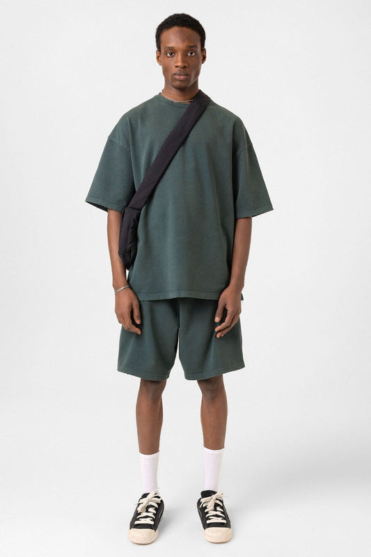 Basic Yıkamalı Oversize Şort Takım