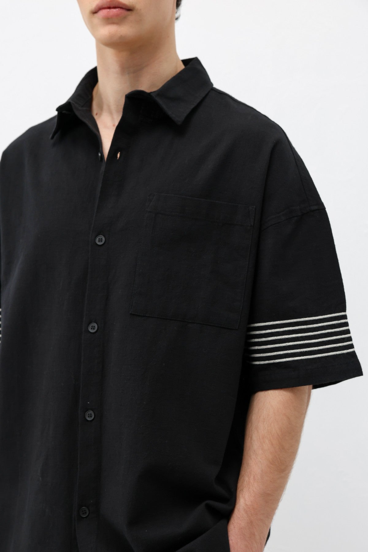 Oversize Çizgi Detaylı Keten Alt Üst Takım
