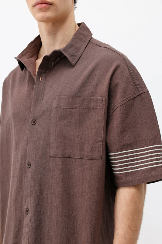 Oversize Çizgi Detaylı Keten Alt Üst Takım